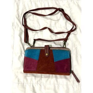 The Sak Colorblock Suede Leather Wallet Crossbody